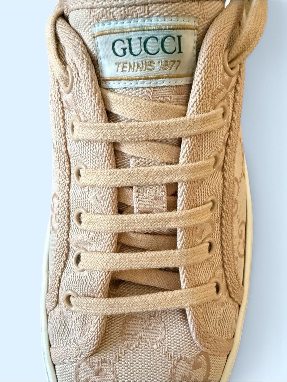 Gucci Tennis 1977 Pink GG Canvas Platform Sneakers 41.5